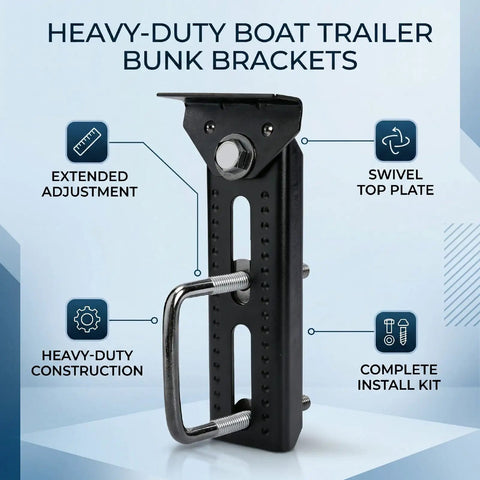 Adjustable Boat Trailer Bunk Brackets 10 Inch Top Kit built tough cast iron marine trailer frame upgrades deep V hulls saltwater