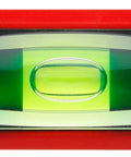 Sola Spirit Level Compact Go! Clip, 0 viewed from above, showing green vials and red/black polyamide frame.