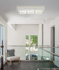 Crystal Rectangle Ceiling Light Fixture Flush Mount LED in modern hallway with sparkling crystal accents, dimmable 18W 4000K.