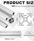 Two Pack 150mm 3030 Aluminum Extrusion Profiles European Standard Anodized Linear Rail For 3D Printer Parts And CNC Machines