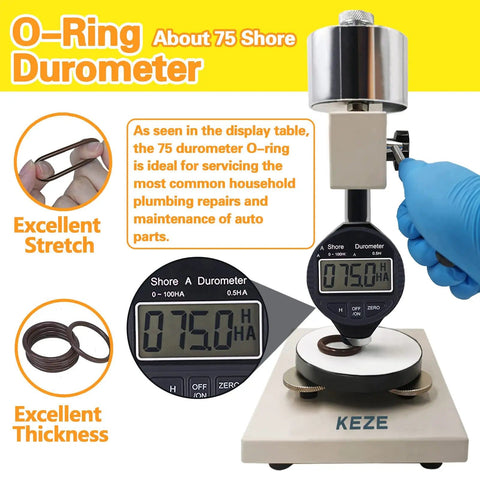 Viton O Ring Assortment Kit 382 Pcs SAE 30 Sizes Brown O Ring Set For Engines Pumps Cylinders Plumbing Pro Grade DIY Friendly High Temp Chemical Resistant 75A With O Rings Hook measuring durometer 75