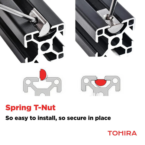 4040 Series Aluminum Extrusion Corner Brackets Black 20 Sets Heavy Duty 90 Degree Angle Connectors With Spring T-Nut