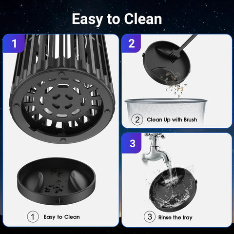 Cleaning steps for 2 Pack Solar Bug Zapper Outdoor Portable Electric Mosquito Killer Waterproof Insect Trap With Led Night Light And Flame Effect.