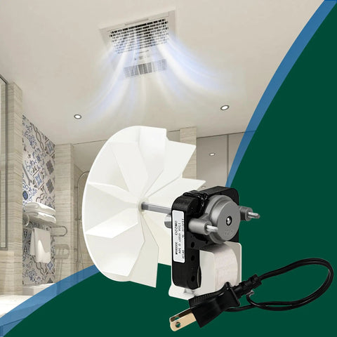 Universal SM550 Bathroom Exhaust Fan Motor Replacement Kit 120V 3000 RPM 50 CFM No Fuss Install Fits NuTone 65100 shown in bathroom.