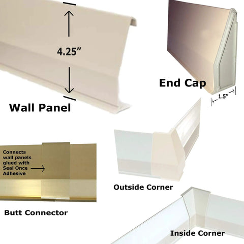25 Ft Interior Waterproofing Drain Tile System For Damp Basements With Heavy Duty Sump Pump, Wall Panels and Connectors Diagrams