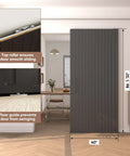 Concealed Sliding Barn Door With Soft Close Hardware Kit Black Hidden Door 40x86 inches installed, showing top roller and floor guide.