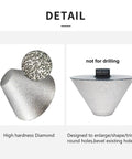 Pro Grade Diamond Beveling Chamfer Bits for Porcelain Tile and Stone Enlarge Existing Holes to 3-1/4 Inch Diameter 82mm, showing texture and shank