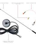 UT-72G 19 Inch Magnetic Mount GMRS Antenna Kit with heavy duty cable, SMA adapters, PL-259 connector for handheld radios, 462MHz