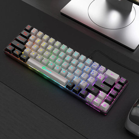65 Percent Compact Backlit Gaming Keyboard For PC And Windows Laptops, 68 Keys Membrane Wired Keyboard With Anti Ghosting