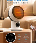 15 Inch Compact Modern Heater And Fan 2 In 1 Remote 1500W PTC Ceramic Space Heater with remote in living room setting