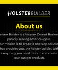 Holster Builder business introduction with a focus on veteran ownership and custom holster solutions.