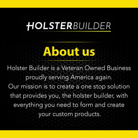 Holster Builder business introduction with a focus on veteran ownership and custom holster solutions.