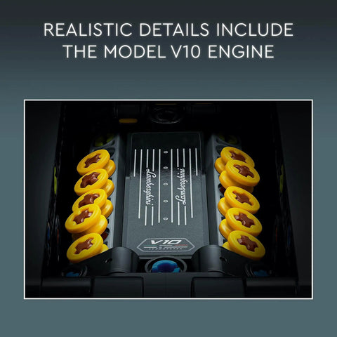 Technic Lamborghini Huracan Tecnica Advanced Build Kit showing detailed V10 engine model from toy car set 42161.