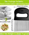 Front view of Suuker crinkle cutter with stainless steel wavy blade and black handle; 2-in-1 potato slicer, dishwasher safe
