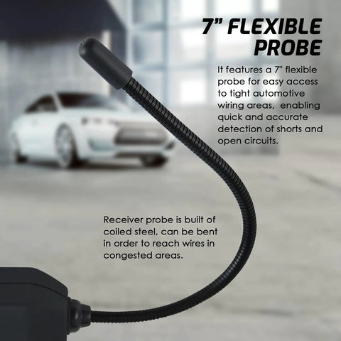 Easy To Use Automotive Circuit Tester For Quick Open And Short Circuit Checks Car Wire Tracer And Fault Finder Electrical Detector Probe DC Six To Forty Two Volts Handy Car Diagnostic Tool with 7-inch flexible probe