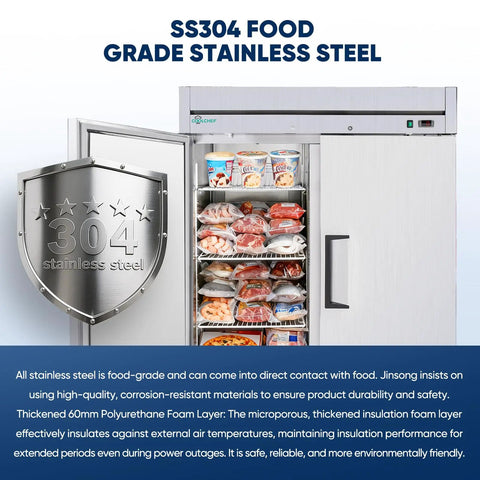 54 Inch Stainless Steel Upright Double Door Commercial Freezer Frost Free 49 Cu Ft Reach In For Restaurant Garage Or Industrial Kitchen With Cubigel Compressor And Energy Savings Up To 40 Percent