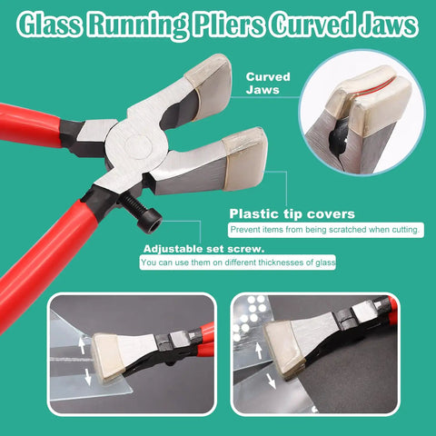 Glass Running Pliers with Curved Jaws from All In One Glass Cutting Kit For Stained Glass Projects, shown in detail