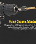Close-up of drill with titanium-gold plated extractor from 10 Pc HSS 6542 Screw Extractor Remover Kit for Stripped Rusty and Broken Hardware