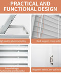 Top Shelf 12 X 12 Inch Steel Access Door For Drywall With Integrated Ventilation Grille and Seamless Flush Mount, louvered design details.