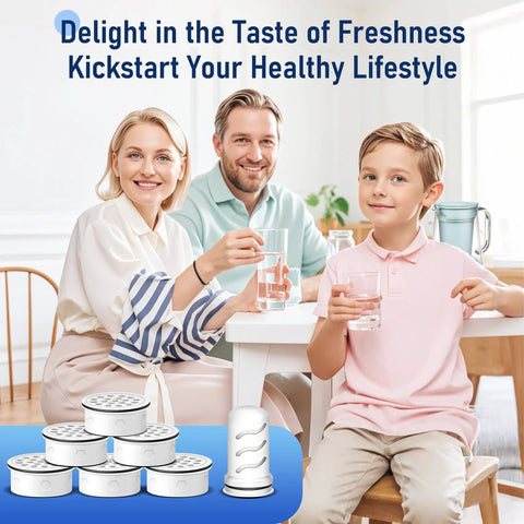 Family enjoying clean water from Water Filter Replacement For Lifestraw Home Dispenser And 18 Cup Glass Pitcher 7 Cup Plastic Pitcher