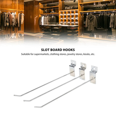 Slot Board Hook Set 20cm Aluminum Alloy 3.3mm Pro Grade Heavy Duty Slat Wall Hanging Hooks for display in clothing store