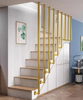 Real Deal Gold L Shape Stair Handrail Built Tough For Indoor Steps Heavy Duty Galvanized Metal Guardrail with Anti Slip Safety Grip.