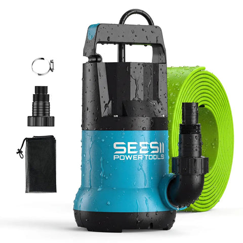 One HP Submersible Water Pump With 4755GPH High Flow Beast 23ft Hose Kit Anti Clog Filter Net Ideal For Pool Hot Tub Pond Basement