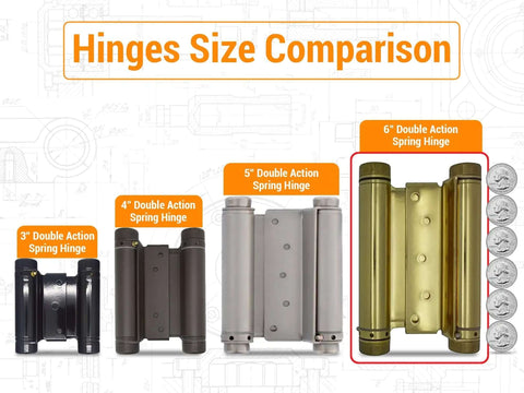 Heavy Duty Double Action Cafe Door Hinges 6 Inch For Saloon And Bar Swinging Doorways Adjustable Tension Built For High Traffic Size Comparison