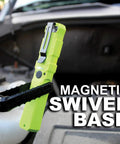 Mantis COB LED Work Light Tough As Nails, Rechargeable Battery, Magnetic Mount With 180 Degree Pivot, shown in use.
