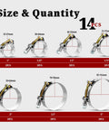 T Bolt Hose Clamp Set 14-Piece Heavy Duty Stainless Steel 304 For Turbo Intake And Radiator Hoses Sizes From 1 Inch 32-37mm To 3 Inch 83-91mm Rust Resistant Clamp Kit With Durable Construction And Secure Fit, showing clamp size and quantity