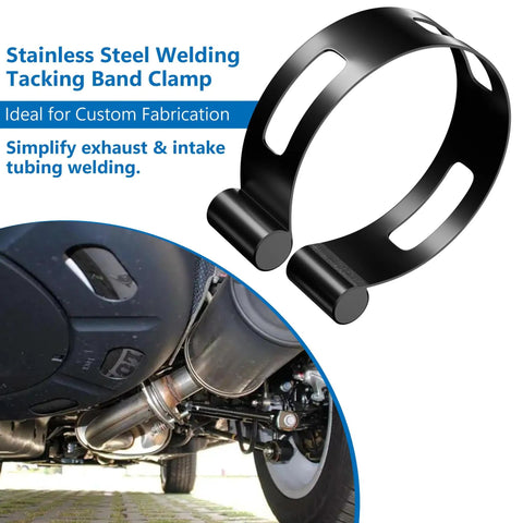 2.5 Inch Stainless Exhaust Welding Clamps And Tacking Bands Clamp On For Welding Fabrication Black Finish Perfect For Custom Exhaust Systems And Air Intake Tubing Durable Laser Cut Stainless Steel For Quick Tacks And Strong Joints