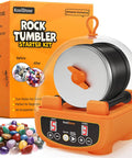 Beginner Rock Tumbler Kit With 4-Stage Silicon Carbide Grit, Leak-Proof Polisher, adjustable timer, assorted polished gems
