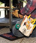 Canvas And Leather 5 Pocket Tool Pouch With Chain Tape Thong And Tunnel Belt Connection Beige for pros and DIYers