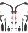 Beef Up Your Ford F150 Lincoln Mark LT Front End With 12 Piece Suspension Kit Upper Control Arms Lower Ball Joints Outer And Inner Tie Rods Sway Bars Boots Replacement For 2005 2008 2WD