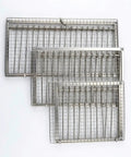 Stacked stainless steel pigeon traps with one way entry gate and lockable mesh door dual door defense system for loft safety.