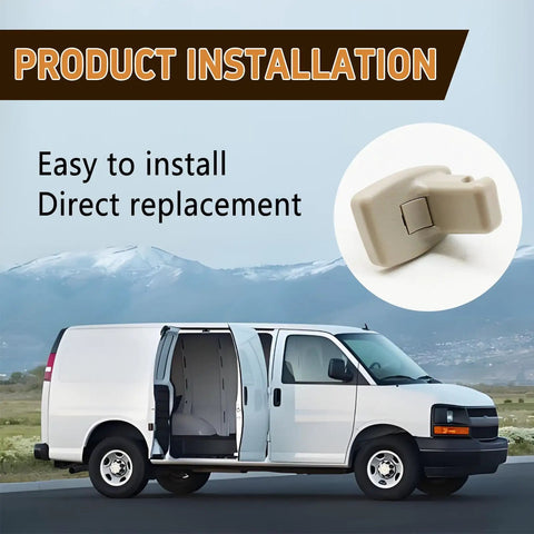 Beefy Two Pack Sun Visor Clip Retainer For 2003-2019 Chevy Express And GMC Savana Vans shown with van backdrop