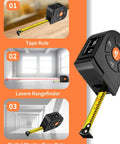Beast 3 In 1 Laser Tape Measure With Digital Tape Mode And Pythagorean Calculations 196 Ft Laser Range 60 M 16 Ft Digital Tape, black unit