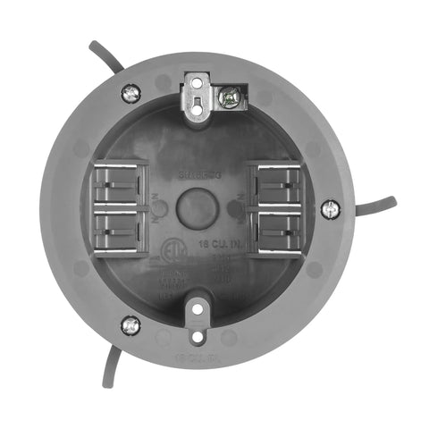 18 Cu In PVC Old Construction Ceiling Junction Box For Old Work Non Metallic J Box ETL Listed 2 Hour Fire Rating Gray 10 Pack Durable Retrofit Electrical Box For Ceiling Fixtures Up To 50 Lbs front view image