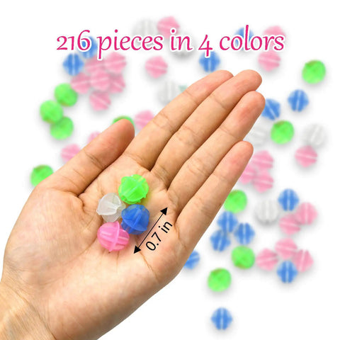 Glow In The Dark Bike Spoke Beads For Kids Set Of 216 Colorful Plastic Round Spoke Decorations in hand showing size
