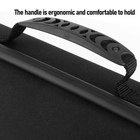 Close-up of handle on Rugged Travel Case For Mini Dish Kit With Shockproof IP67 Waterproof EVA Storage, ergonomic design visible.