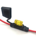 Heavy Duty Waterproof Maxi Inline Fuse Holder 10 Awg Fourteen Inch Cable 2 Pack Ip67 Seal stops dust with yellow fuse.