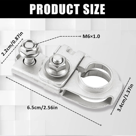 Top Shelf Positive Car Battery Terminal Connector With Solid Nuts For Hyundai Accent Azera Veloster 2015-2020, includes dimensions.