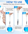 Steps to use Fountain Pen Cleaning Kit For Standard 2.6mm Japanese Caliber Pens Quick Nibs Cleaner shown with water filling process