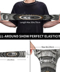 Cyborg Arm Sleeves For Men And Women Cool Stretchy Compression Sleeve For Cycling Golf Running And Fishing Lightweight Sun Protection Gear That Snugs Up Tight For Weekend Warrior Rides And Chill Days showing elasticity and dimensions.