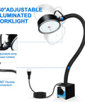 Magnetic LED Work Light 20W With 2000 Lumens 6500K Ultra Bright White Light 500mm Flexible Gooseneck for workbenches