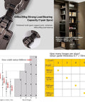Diagrams showing load capacity and hinge installation of Frameless Inset Soft Close Concealed Cabinet Hinges Titanium Black Ultra Thin Finish