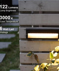 Low Voltage Outdoor Step Lights Kit 12V AC Landscape Stair Lighting displayed on a wooden fence illuminating garden path
