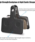 Four Pairs Bike Brake Pads With Essential Installation Tools For MTB Disc Brakes includes high strength steel backplane shown.