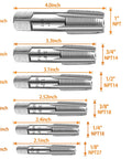Six Piece NPT Pipe Tap Set In Carbon Steel For Clean Accurate Threads With Taps In 1 Inch To 1/8 Inch Sizes