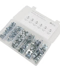 80Pcs T Nuts Set In Carbon Steel Galvanized Finish, sorted pronged tee nuts in clear box for RVs, machinery, furniture